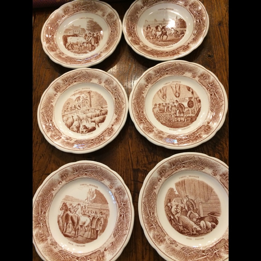 Set of 6 Gien France desert plates
